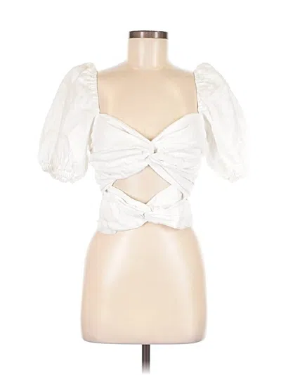 Pre-owned Reformation Short Sleeve Blouse In White