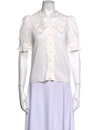 Pre-owned Reformation Short Sleeve Blouse In White
