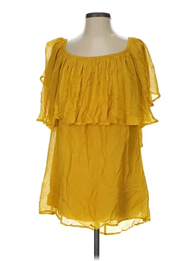 Pre-owned Reformation Short Sleeve Blouse In Yellow