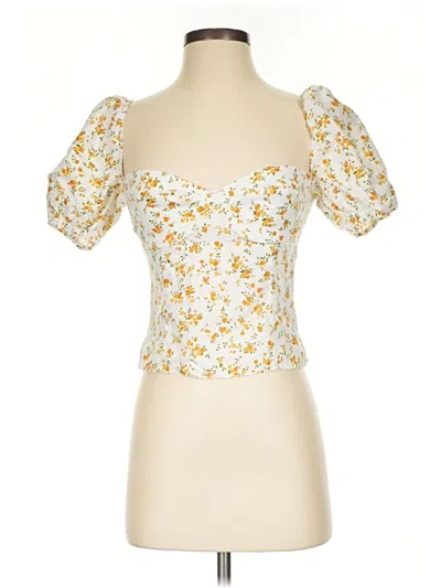 Pre-owned Reformation Short Sleeve Blouse In Yellow