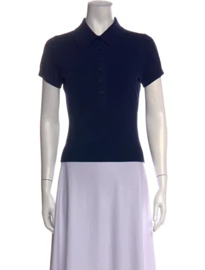 Pre-owned Reformation Short Sleeve Polo In Blue