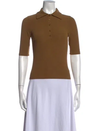 Pre-owned Reformation Short Sleeve Polo In Brown