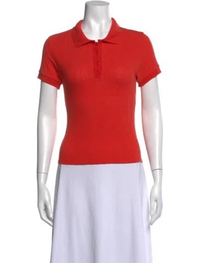 Pre-owned Reformation Short Sleeve Polo In Orange