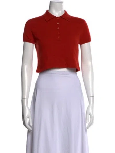 Pre-owned Reformation Short Sleeve Polo In Orange