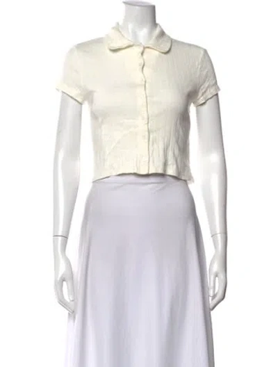 Pre-owned Reformation Short Sleeve Polo In White