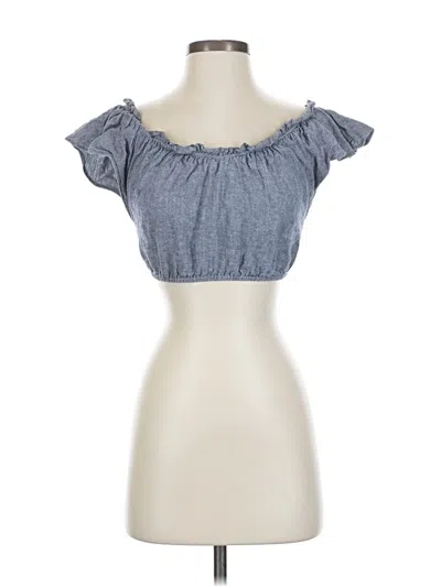 Pre-owned Reformation Short Sleeve Top Blue Sweetheart Neckline Tops