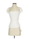 Reformation Short Sleeve Top Ivory Strapless Neckline Tops In White