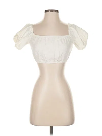 Pre-owned Reformation Short Sleeve Top Ivory Sweetheart Neckline Tops In White