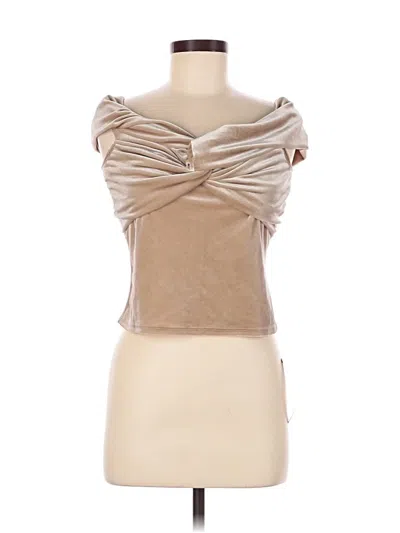 Reformation Short Sleeve Top Tan Strapless Neckline Tops In Pink