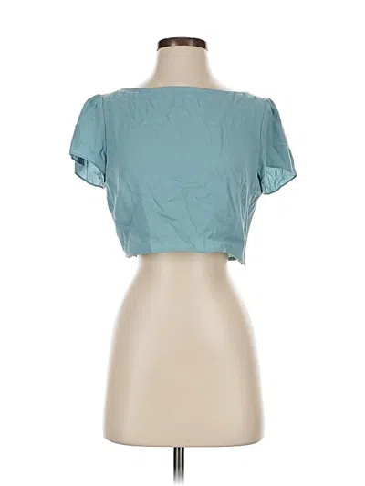 Pre-owned Reformation Short Sleeve Top Teal Sweetheart Neckline Tops In Blue