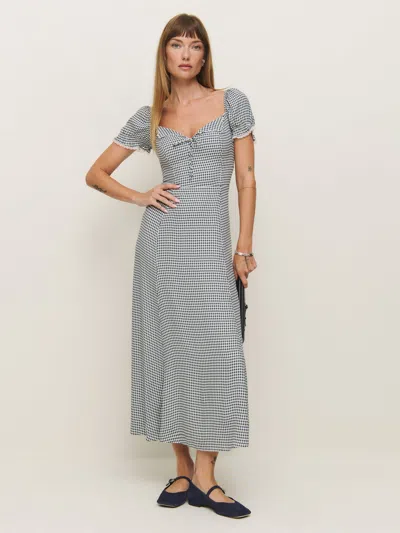 Reformation Shyla Dress In Slate Check