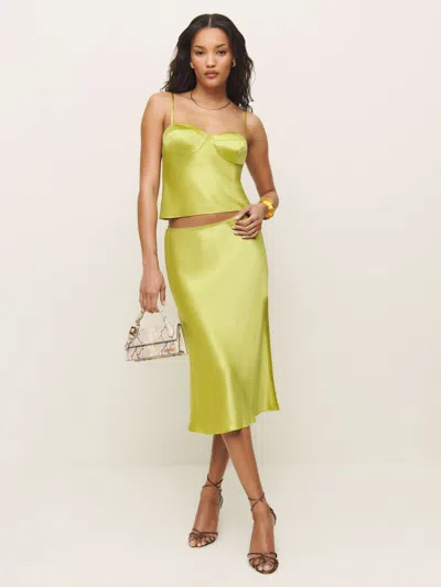 Reformation Sia Silk Two Piece In Yellow