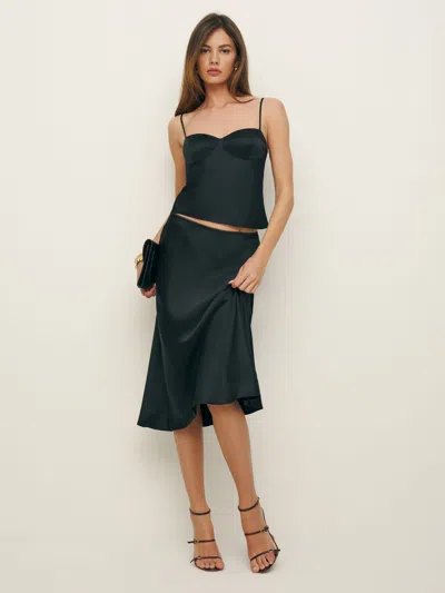 Reformation Sia Silk Two Piece In Black