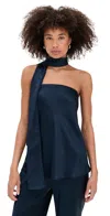 Reformation Sienna Satin Top Midnight In Blue