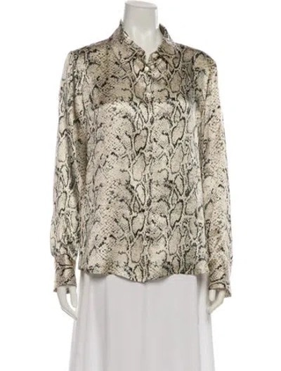 Pre-owned Reformation Silk Animal Print Blouse In Multi