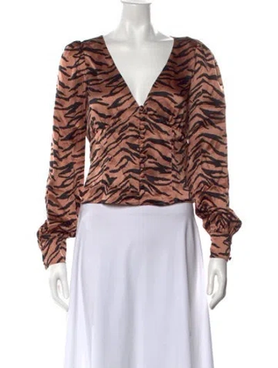 Pre-owned Reformation Silk Animal Print Blouse In Pink