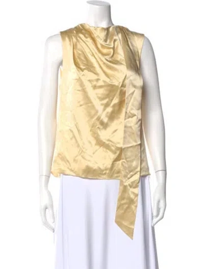 Pre-owned Reformation Silk Asymmetrical Blouse In Neutral