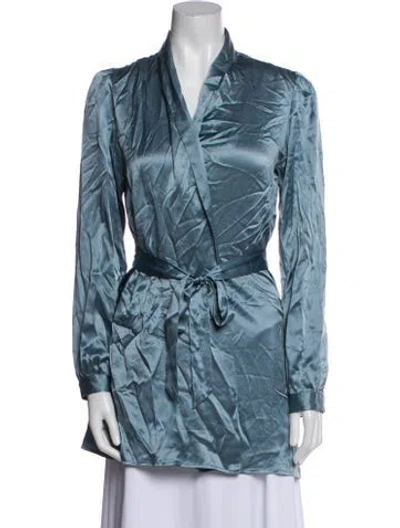 Pre-owned Reformation Silk Blazer In Blue