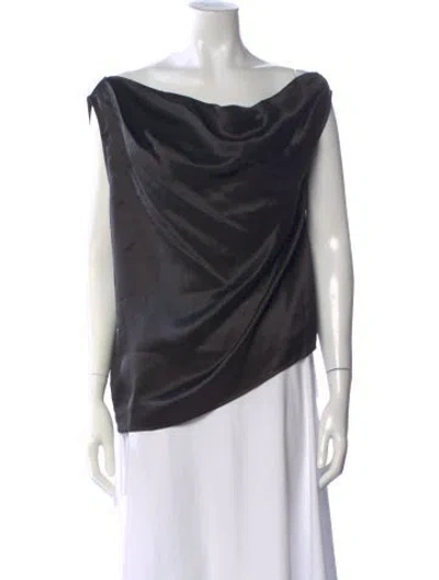 Pre-owned Reformation Silk Cowl Neck Blouse In Black