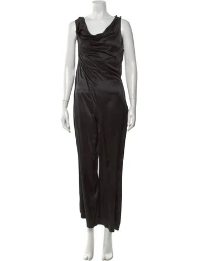 Pre-owned Reformation Silk Cowl Neck Jumpsuit In Black