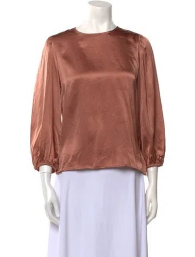 Pre-owned Reformation Silk Crew Neck Blouse In Neutral
