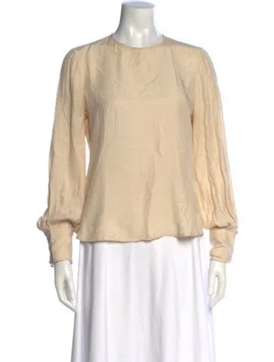Pre-owned Reformation Silk Crew Neck Blouse In Neutrals