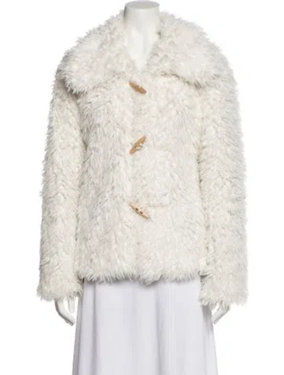 Pre-owned Reformation Silk Faux Fur Coat In Neutral