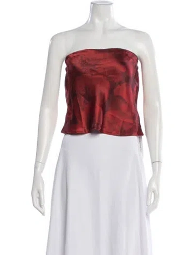 Pre-owned Reformation Silk Floral Print Crop Top In Brown
