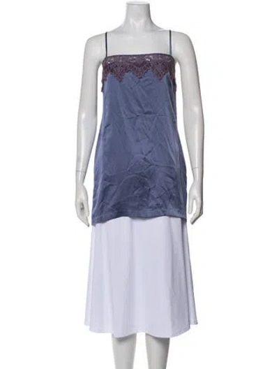 Pre-owned Reformation Silk Lace Trim Embellishment Nightgown In Blue