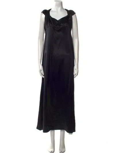 Pre-owned Reformation Silk Long Dress In Black