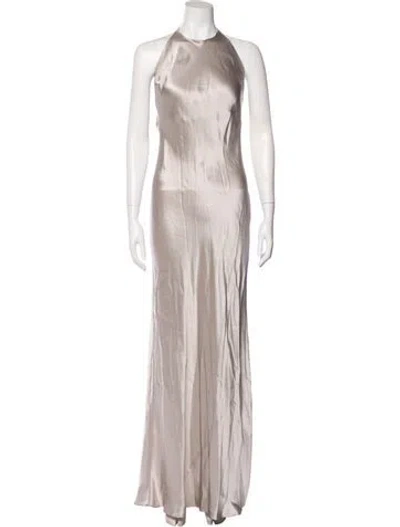 Pre-owned Reformation Silk Long Dress In Gray