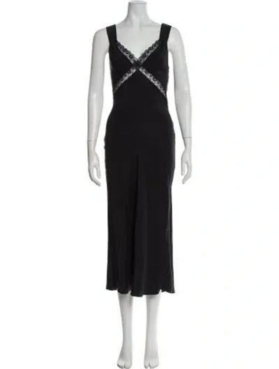 Pre-owned Reformation Silk Long Dress In Gray