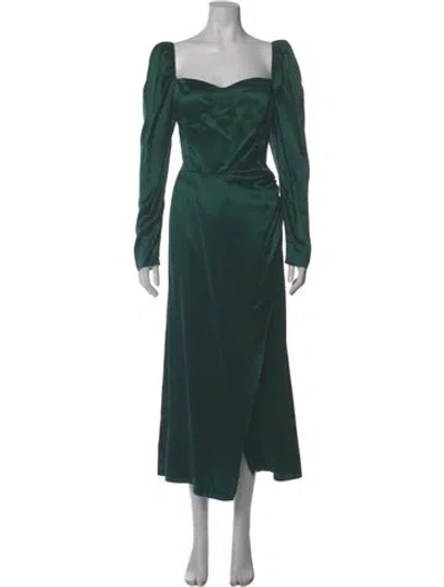 Pre-owned Reformation Silk Long Dress In Green