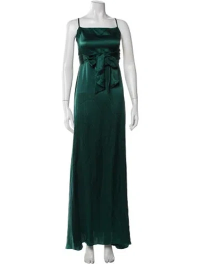 Pre-owned Reformation Silk Long Dress In Green