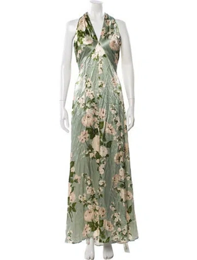 Pre-owned Reformation Silk Long Dress In Multi