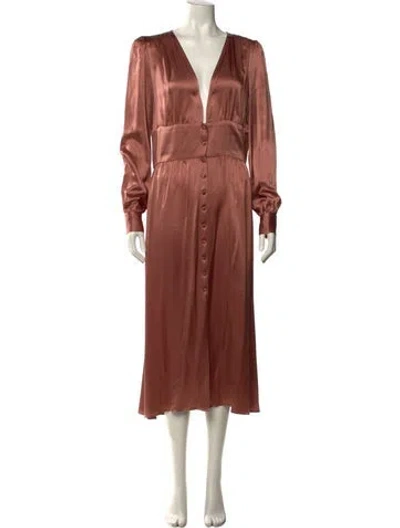 Pre-owned Reformation Silk Long Dress In Neutral