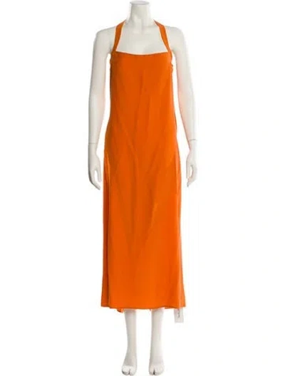 Pre-owned Reformation Silk Long Dress In Orange