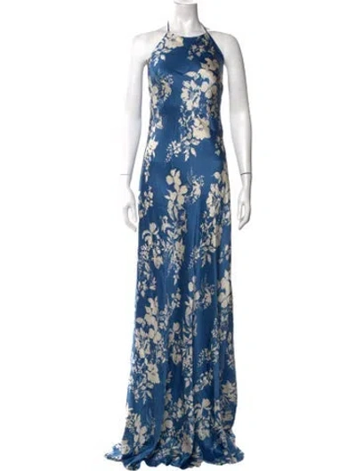Pre-owned Reformation Silk Long Dress W/ Tags In Blue