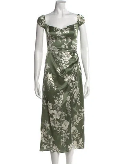 Pre-owned Reformation Silk Long Dress W/ Tags In Green