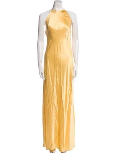 Pre-owned Reformation Silk Long Dress In Yellow