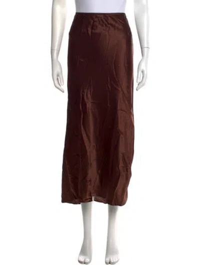 Pre-owned Reformation Silk Long Skirt In Brown