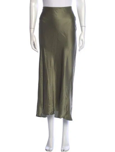 Pre-owned Reformation Silk Long Skirt In Green