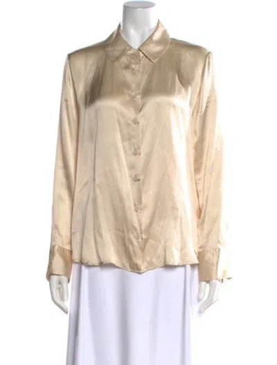 Pre-owned Reformation Silk Long Sleeve Blouse In Brown