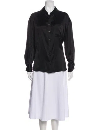 Pre-owned Reformation Silk Long Sleeve Blouse In Gray