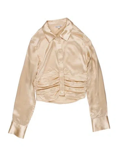 Pre-owned Reformation Silk Long Sleeve Blouse In Neutral