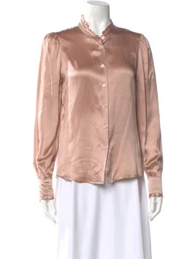 Pre-owned Reformation Silk Long Sleeve Blouse In Pink