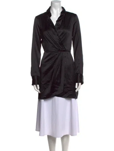 Pre-owned Reformation Silk Long Sleeve Tunic W/ Tags In Black