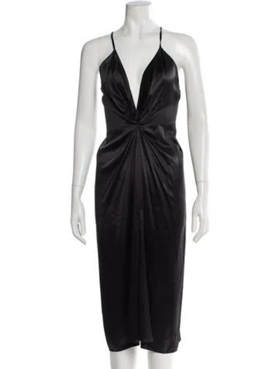 Pre-owned Reformation Silk Midi Length Dress In Black