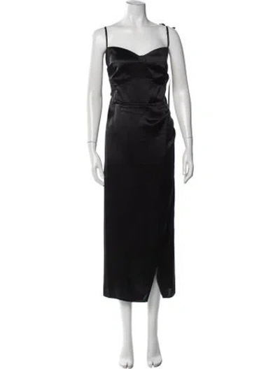 Pre-owned Reformation Silk Midi Length Dress In Black