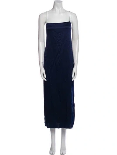 Pre-owned Reformation Silk Midi Length Dress In Blue